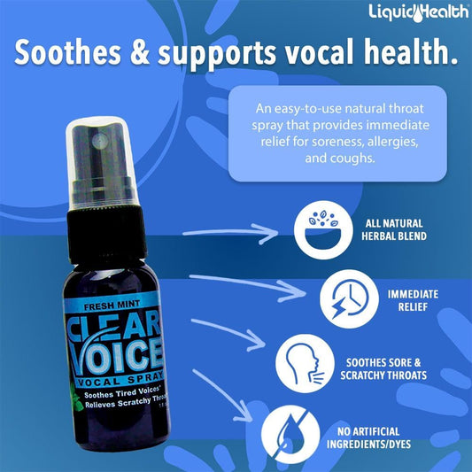 Clear Voice Oral Throat Spray Singing Ease Clarity Soothing Dampener Moisturizer Relief Vocal Eze Reducer Booster Treatment, Made in USA, Fresh Mint Flavor (2 Pack)