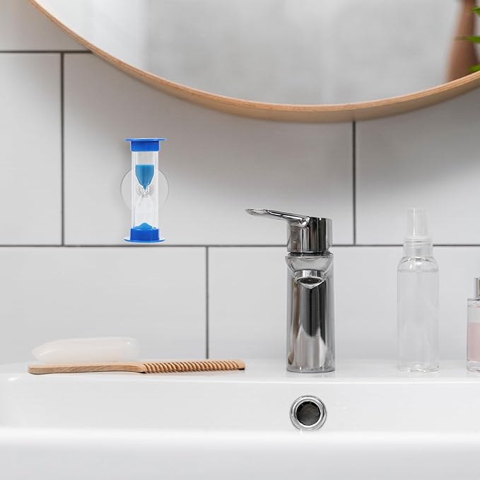 Hourglass Timer with Suction Cup, Toothbrush Timer Mini Plastic Sandglass Sand Clock Timers for Kids Toothbrush, Games, Classes, Cooking (Pack of 2)