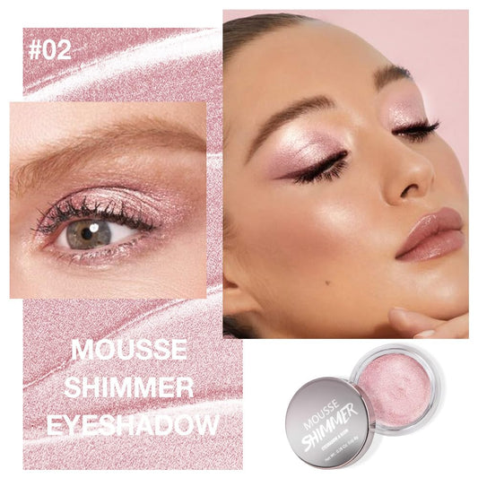 Rose Pink Mousse Single Eyeshadow Palette –Neutral Matte & Shimmer Eyeshadow,Mini Cream Glitter Eye shadow,Long Lasting Highly Pigmented Eye Makeup Compact Travel Siz Eye shadow for Older Women 02#