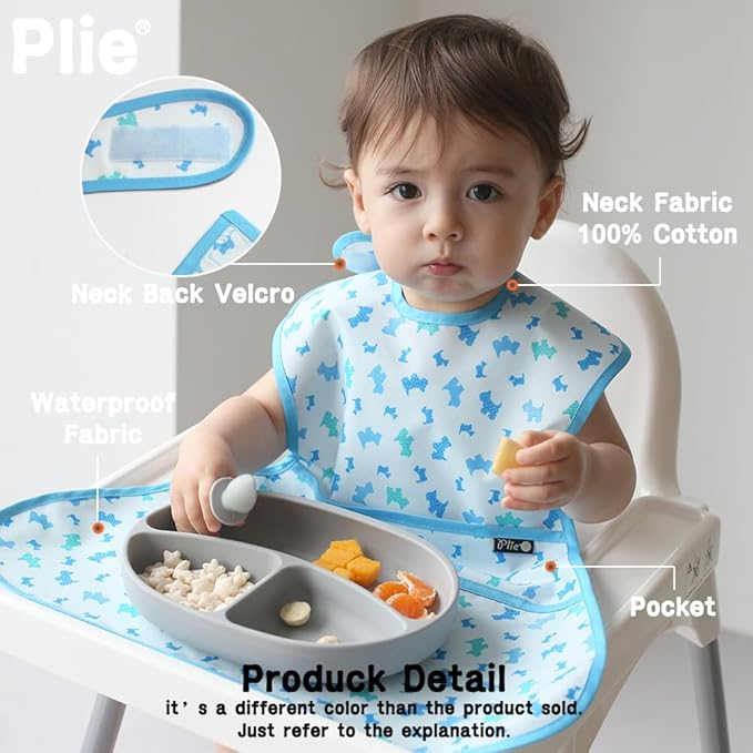 Full Coverage Waterproof Feeding Bib for Toddlers – Extra Long Apron Bib for Mealtime, Self-Feeding, High Chairn