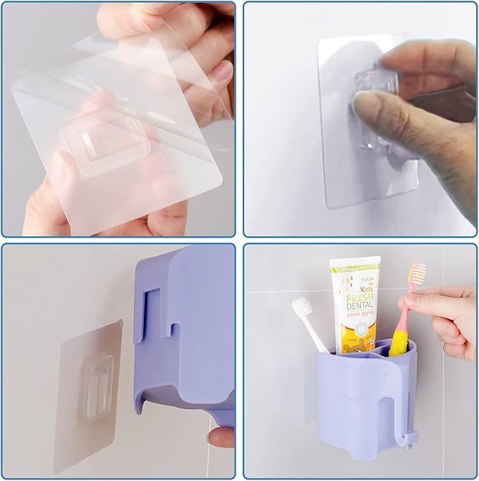 RyanLemon Elephant Toothbrush Holder for Kids, Suction Cup Electric Toothbrush and Toothpaste Holder for Toddler, Cute Toddler Toothbrush Holder with 3 Slots and a Hook for Hanging Bath Ball, Yellow