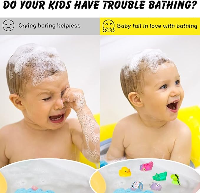 Woby Bath Toys for Toddlers 1-3,No Hole Light Up Bath Toys Baby Bathtub Toys Bathroom Floating Animal Set with Colorful Flashing LED Light for Baby (Funny Forest Animal Style)