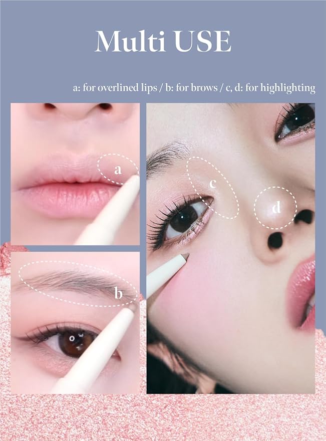 Idol AEGYO-SAL Maker 02 Sparkling Pink, 2-in-1 Under-Eye Highlighter and Contour Liner for Bright, Voluminous Eyes, Long-Lasting, Smudge-Proof Shimmer Stick with Natural Glow, Korean Beauty