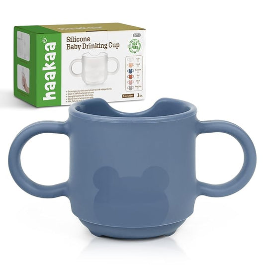 haakaa Silicone Toddler Cups, BPA Free Drop-Proof Training Cups for Baby 6 Months+, 5 Ounce (Bluestone)