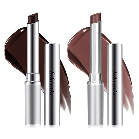 2PCS Honey Lipstick Tinted Lip Balm - Sheer Hydrating Lipstick for All Skin Tones - Moisturizing Lip Color, Nourishing Lip Balm with a Hint of Natural Black Cherry Tint (Black & Nude)