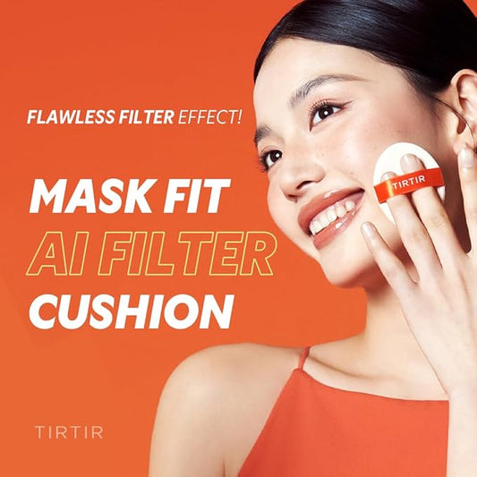[*Mini Size*] TIRTIR Mask Fit Ai Filter Cushion Foundation | AI-Like Semi-Matte Finish - Up to 72-Hour Medium to Full Coverage Korean BB Cushion Make up Beauty, #27N Camel, 0.15 Fl Oz