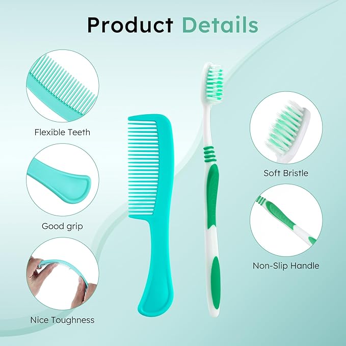 Disposable Toothbrushes with Toothpaste and Comb in Bulk, Individually Wrapped Soft Bristle Travel Size Basic Hygiene Kits, for Travel Hotel Camping Charity Homeless Shelter Donation in 5 colors (25)