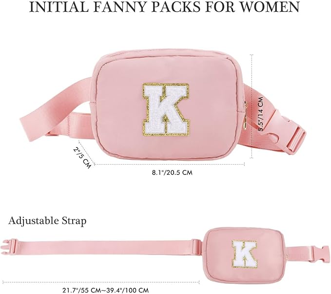 YOOLIFE Gifts for Girls - Crossbody Bag for Kids, Personalized Communion & Birthday Gifts, Pink Initial Belt Bag