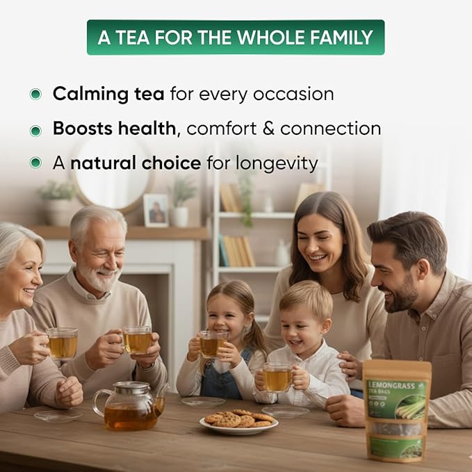 Lemongrass Tea Bags - 50 Bags (Premium Natural Pure Leaf Tea - 50 Count) Gluten-Free and Caffeine-Free Herbal tea for Relaxation, Wallness, Immune Support with Smooth Taste