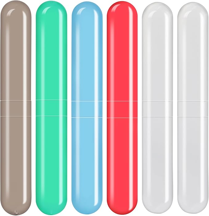 6 Pack Travel Toothbrush Case Breathable Portable Toothbrush Holder Plastic Toothbrush Cover Container for Traveling, Bathroom, School, Home, Business, Camping
