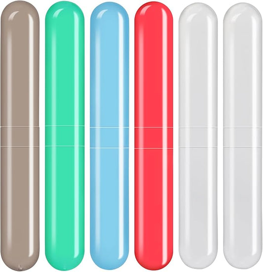 6 Pack Travel Toothbrush Case Breathable Portable Toothbrush Holder Plastic Toothbrush Cover Container for Traveling, Bathroom, School, Home, Business, Camping