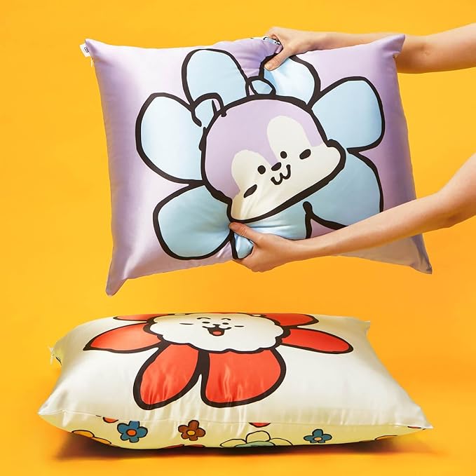 Kitsch x BT21 (Mang) Satin Pillowcase with Zipper for Hair & Skin - Softer Than Silk Pillow Cases, Smooth Cooling Pillow Cover, Wrinkle-Free, Machine Washable, Queen/Standard (19x26)
