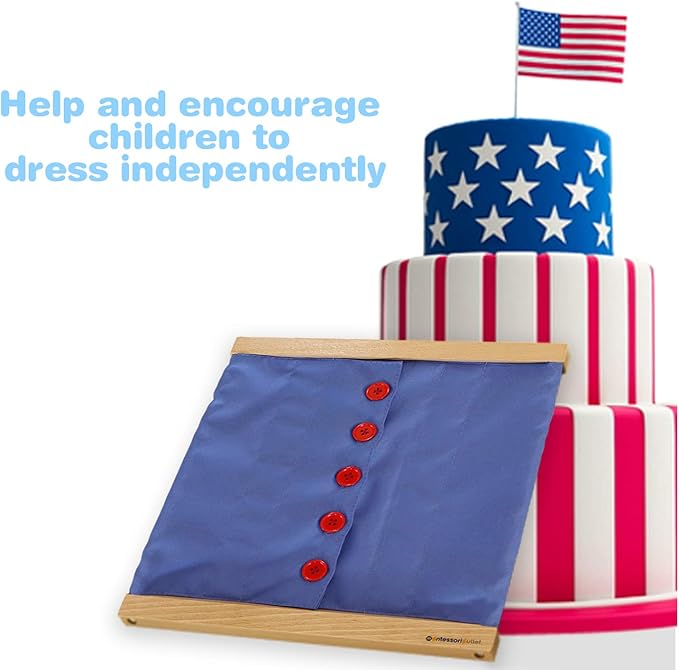 MONTESSORI OUTLET Buttoning Frame with Large Buttons | Practical Life Material for Toddlers & Preschoolers | Learn to Button Clothes, Develop Fine Motor Skills & Independence (Ages 3-6)