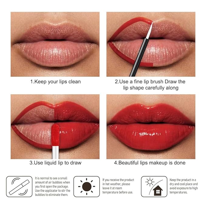 Kaely Longwear No-Budge Lipstick for Women, Highly Pigmented Liquid Lip Color Makeup, Non-Transfer Lip Gloss Stain Waterproof Smudge Proof 24 Hour, Instant Shine, Vegan & Cruelty-Free, 05 RED HOT