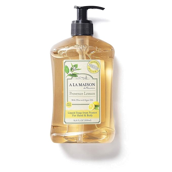 A LA MAISON Provence Lemon Liquid Hand Soap - Triple French Milled Natural Moisturizing Soap (16.9 oz Bottle)