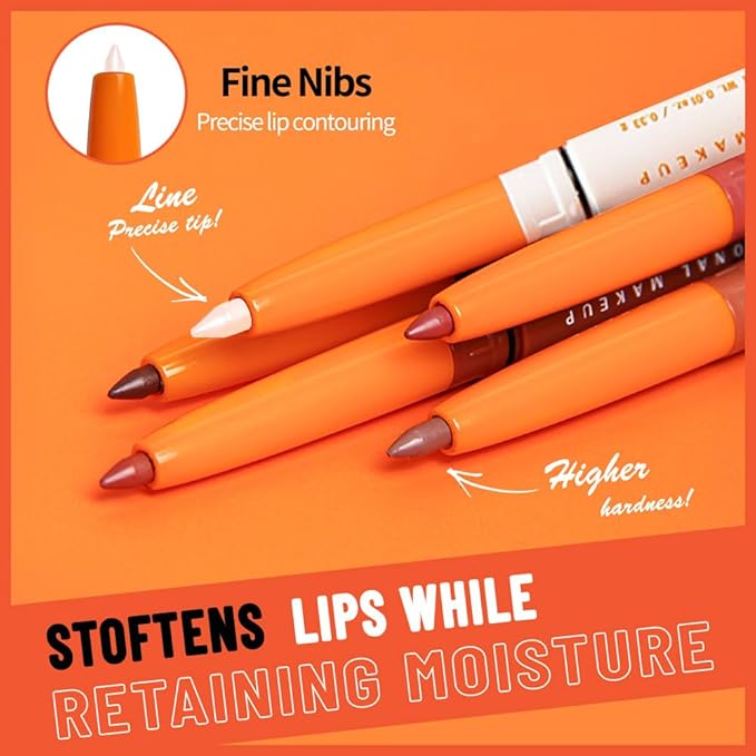 Matte Lip Liner Pencil for Shaping Lips, Retractable Creamy Brown Crayon LipLiner Pencil, Long Lasting Waterproof Lipstick Lip Liner Makeup, Vegan Beauty 01#