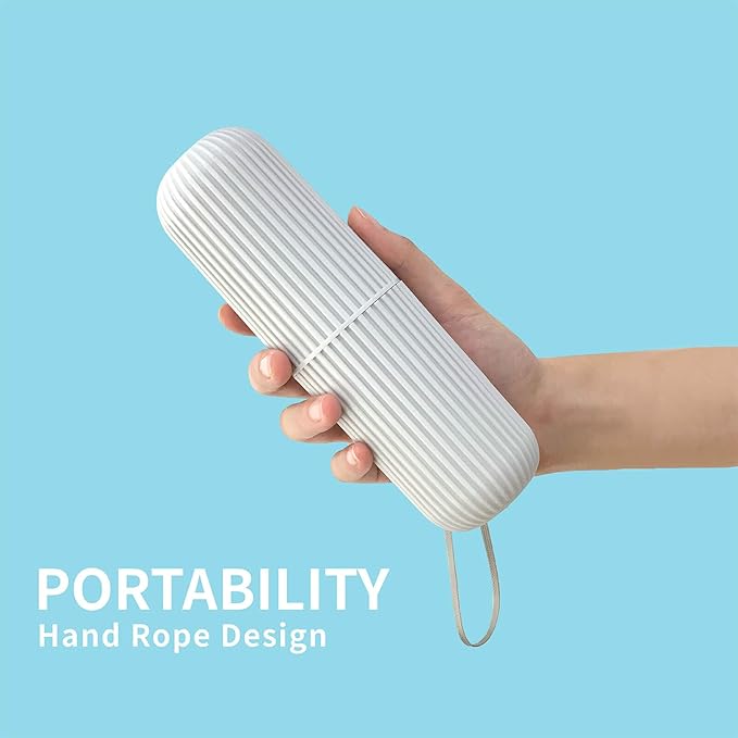 Sunenlyst 2Pcs Travel Toothbrush Holder, Portable Toothbrush Case for Traveling, Camping, Business Trip and School, Multifuction Plastic Toothbrushes Toothpaste Set with Two Colors, Green and Grey