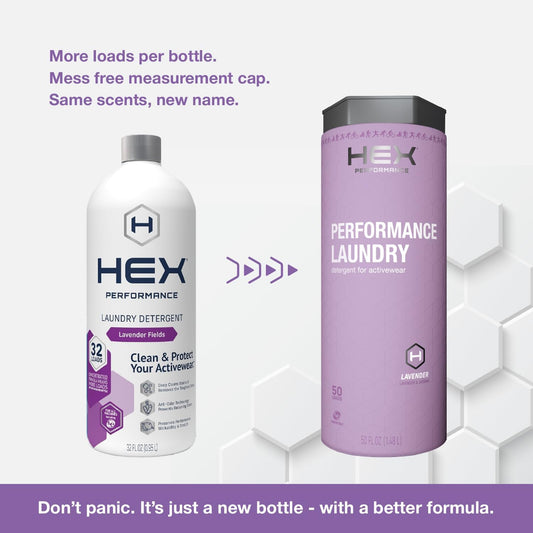HEX Performance Laundry Detergent, Lavender, 100 Loads (Pack of 2) - Designed for Activewear, Eco-Friendly, Concentrated Formula