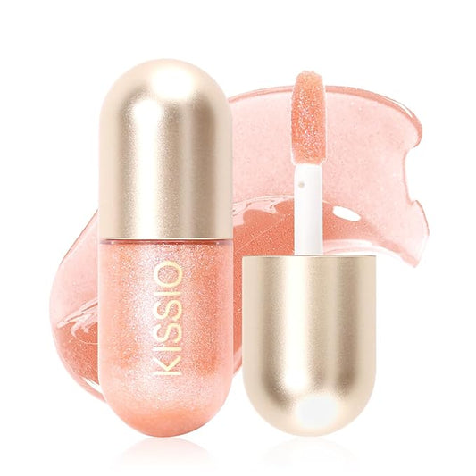 KISSIO Lip Plumper,Color Lip Plumper Gloss,Shimmer,Plant Extracts Plumping Lips Serum,Moisturizing Gloss for Fuller Lips and Hydrated,5.5ml,01 Lemonade