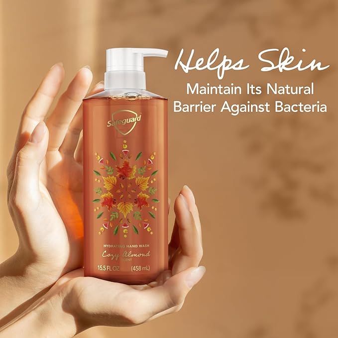 Safeguard Liquid Hand Soap, Micellar Deep Cleansing, Washes Away 99% Bacteria, Made with Natural Moisturizers, Enriched with Skin Conditioners, PH Balanced, Cozy Almond Scent 15.5 oz (Pack of 4)