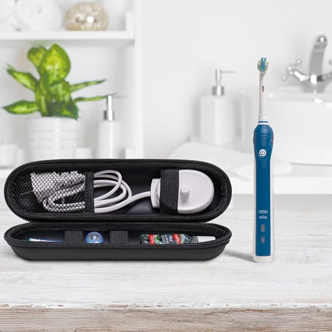 Nincha EVA Electric Toothbrush Case - Durable Hard Shell Travel Case with Mesh Pocket - Fits Most Powered Toothbrush Products (Black)