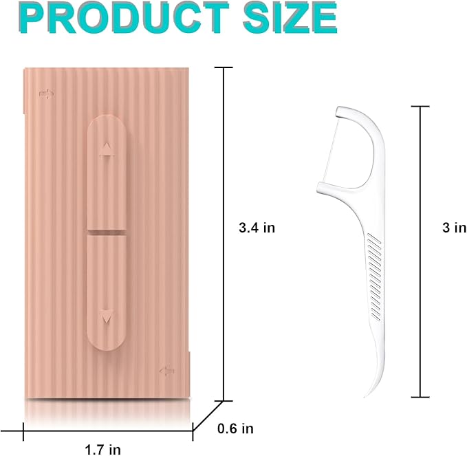 Holy rose Portable Dental Floss Dispenser 2 Box, Portable Floss Picks Case with Adult Floss Sticks 80 Count,Flossers Toothpicks Boxs Perfect for Home,Travel Cleaning Teeth Oral Care Best Tool(Pink)