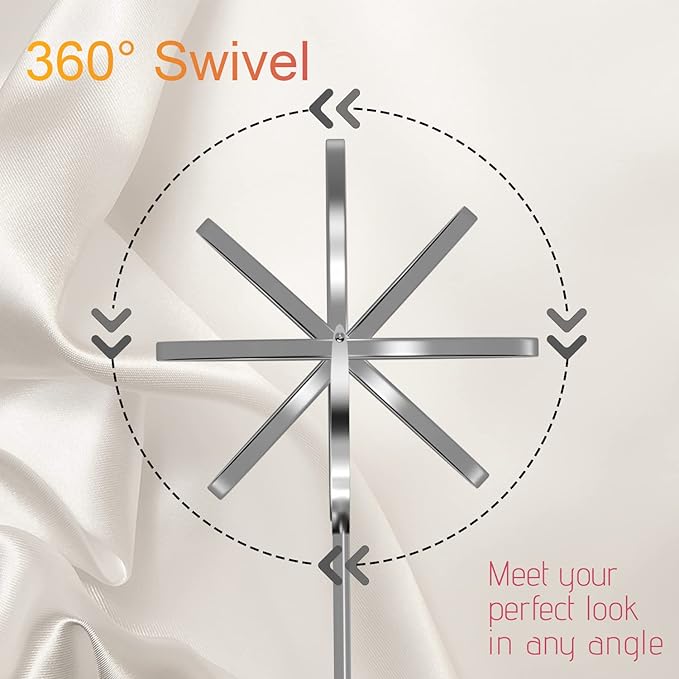 8" Lighted Makeup Mirror with Magnification, 1X/10X Magnifying Mirror with Light, Double Sided 360° Cordless Rechargeable, 3 Colors Brightness Adjustable Makeup Mirror with Lights with 52 LED(Silver)