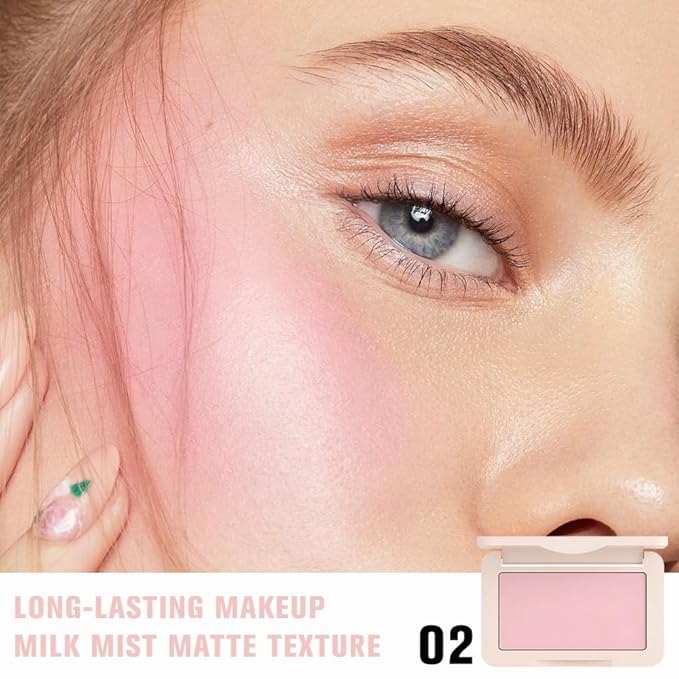 Nude Pink Matte for Face Cheeks Blush, Natural Cream Blushes Makeup Palette, Light Monochrome Blush Creamy Powder Palette Makeup for Older Women, Blushes Eyeshadow Foundation for Every Day 02