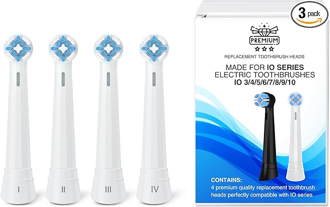 [Upgraded 2025] AmuLumon 4-Pack Ultra-Soft Toothbrush Heads for Oral-B iO Series (iO3/iO4/iO5/iO6/iO7/iO8/iO9/iO10) – Gentle Gum Care, Hygienic Travel-Ready Replacement Brush Heads (White, 4PACK)