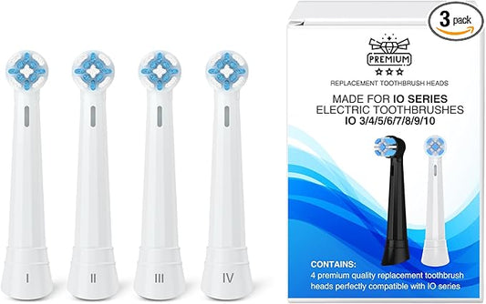 [Upgraded 2025] AmuLumon 4-Pack Ultra-Soft Toothbrush Heads for Oral-B iO Series (iO3/iO4/iO5/iO6/iO7/iO8/iO9/iO10) – Gentle Gum Care, Hygienic Travel-Ready Replacement Brush Heads (White, 4PACK)