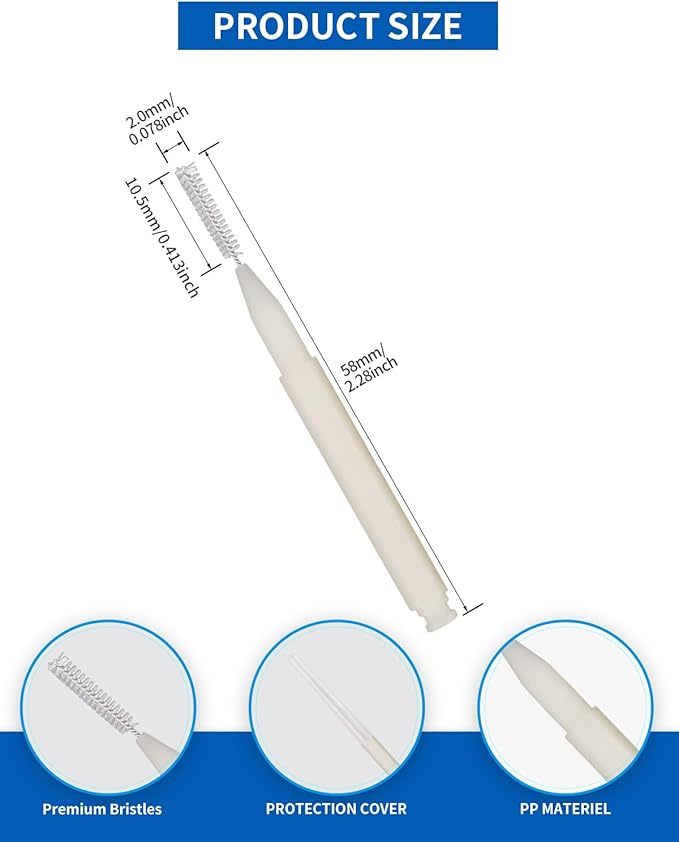 Interdental Brush, 80 PCS Braces Brush Disposable Toothpick Dental Tooth Flossing, Dental Flosser Tooth Cleaning Tools Oral Flossing Head, White Colors