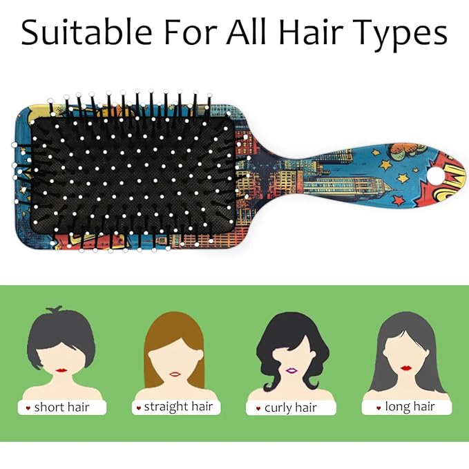 Kids Hair Brush for Boys Girls Toddler - Cartoon Comic Detangler Hairbrush for Wet Dry Thin Long Curly Hair Pain-Free Comb Glide Through Tangles with Ease and Massage Scalp