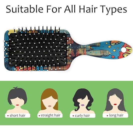 Kids Hair Brush for Boys Girls Toddler - Cartoon Comic Detangler Hairbrush for Wet Dry Thin Long Curly Hair Pain-Free Comb Glide Through Tangles with Ease and Massage Scalp