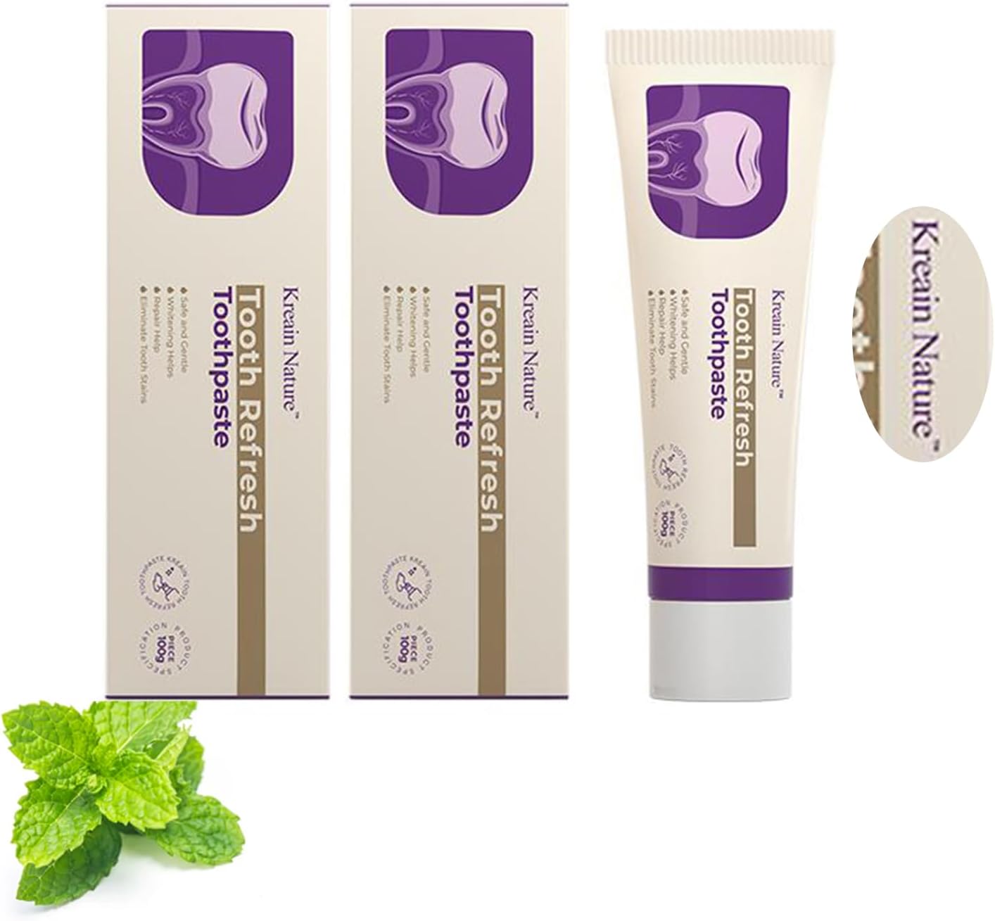 Tooth Refresh Toothpaste, Fresh Breath Formula Whitening Toothpaste, Natural Oral Care & Enamel Repair, Helps Remove Coffee, Tea & Wine Stains, Fresh Minty Gel, 3.5 Oz Tube, 2 Pack