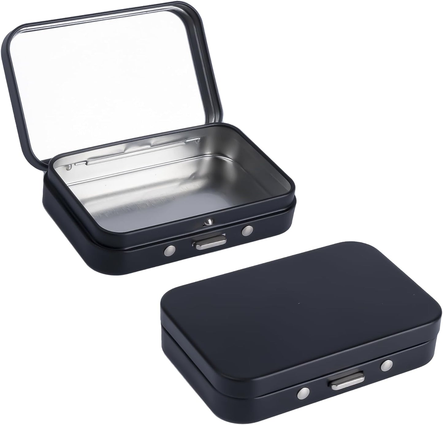 2Pack Dental Floss Portable Case with Mirror,Refillable Portable Floss Pick Holder Container,Small Floss Dispenser for Travel, Dates,Dinners and Hotels(Black)