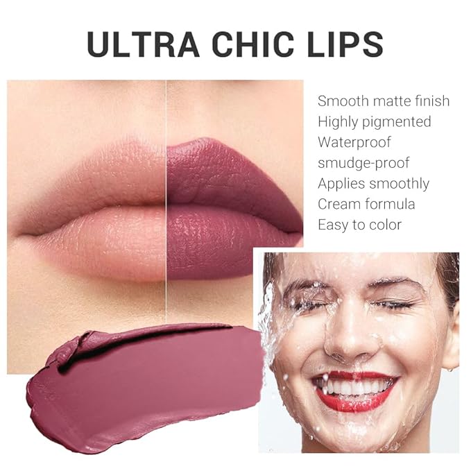 Purple Mauve Lavender Lip Stick,Matte Cream Lipstick Set for Women,Long Lasting Waterproof Smudge Proof Velvet lipsticks Crayon,Lip Makeup Kit Travel Size,Vegan & Cruelty-free (Pack of 1)