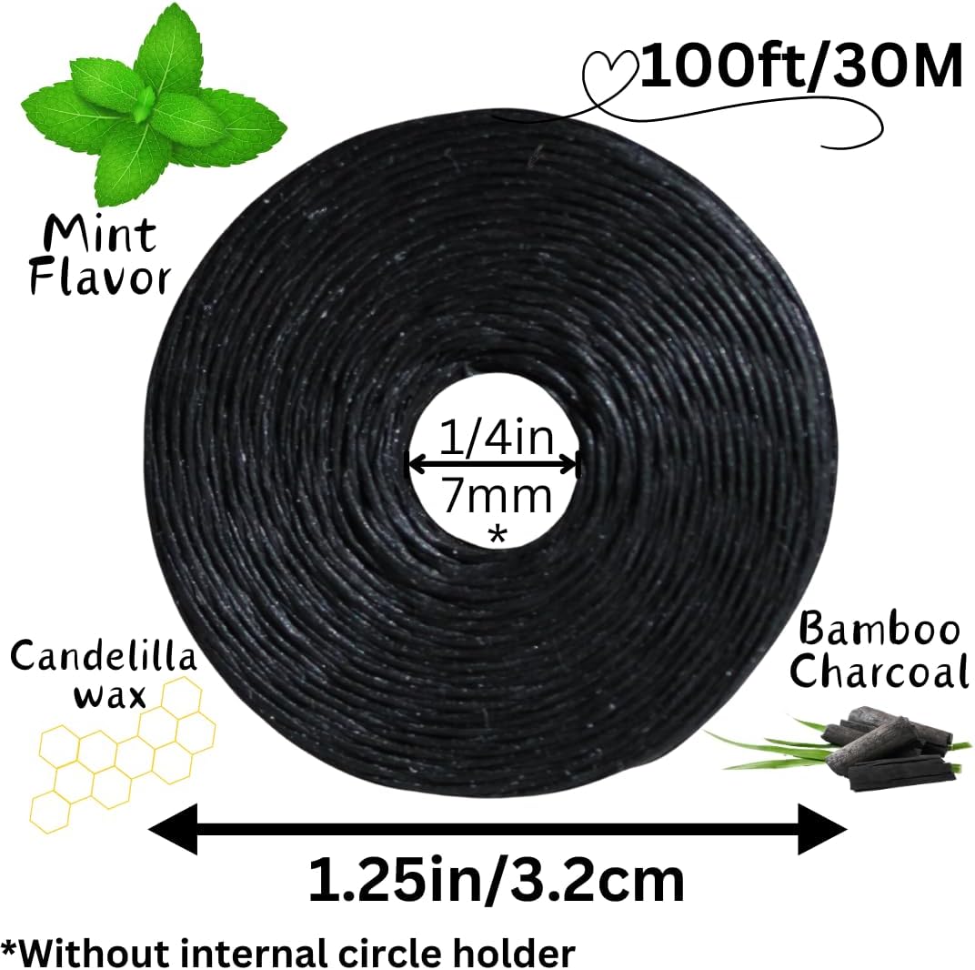 BOONBOO Dental Floss Refill Rolls, Charcoal Woven Thread, 2 Pack, Mint