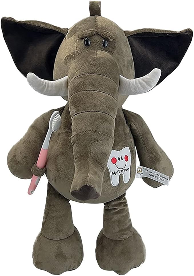 Tooth Fairy Plush Doll, YOUYA DENTAL Dental Plush Oral Health Presentation Puppet Elephant Tooth Fairy Dental Educational Plush Small Size Doll with Teeth for Kids Chidren Boys Girls