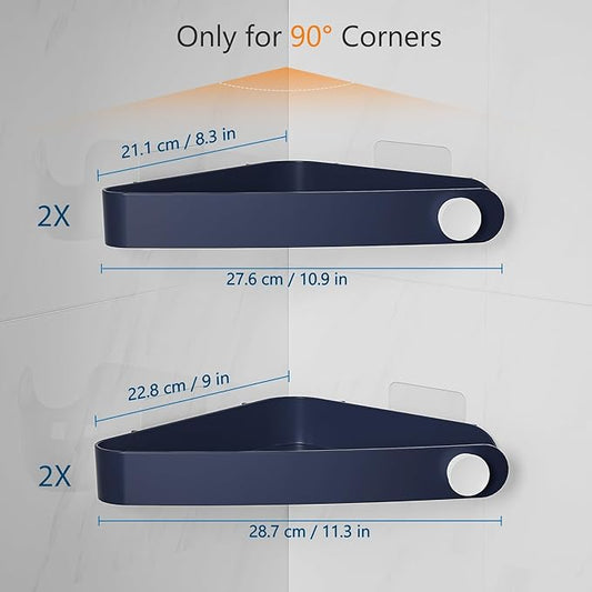 Sotfamily Shower Caddy Corner, 4 Pack Adhesive Corner Shower Shelves for Bathroom Organizers and Storage, Rust Free Plastic Rack for Bathroom Accessories & Decor, Navy