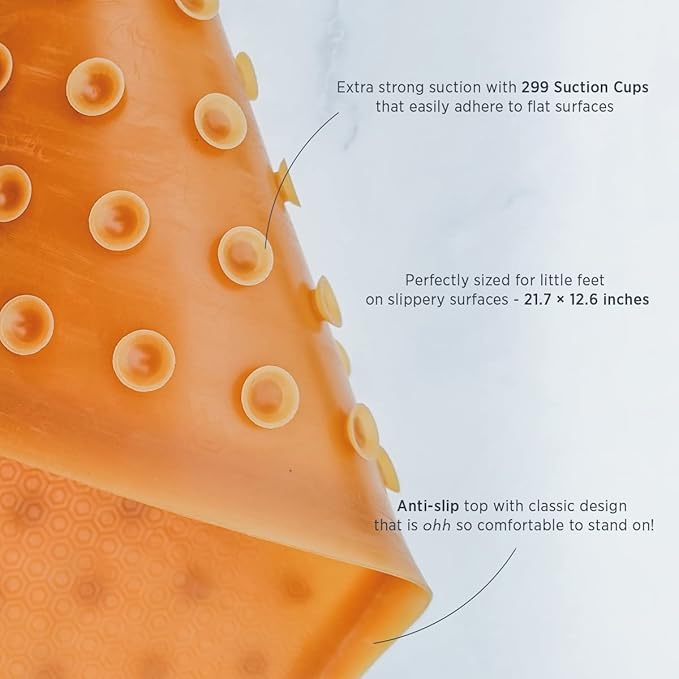 HEVEA Baby & Toddler Bath Mat - 100% Natural Rubber Non Slip Bathtub Mat for Baby - Upcycled, Danish Design - Safe & Sustainable Bathroom Essential (Ocean)