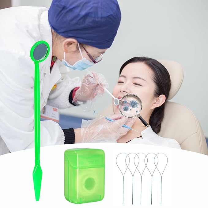 Braces Cleaning Kit for Teeth, Portable Orthodontic Toothbrush Kit Oral Care Dental Travel Kit - Interdental Brush Dental Wax Dental Floss Toothbrush Box (Green)