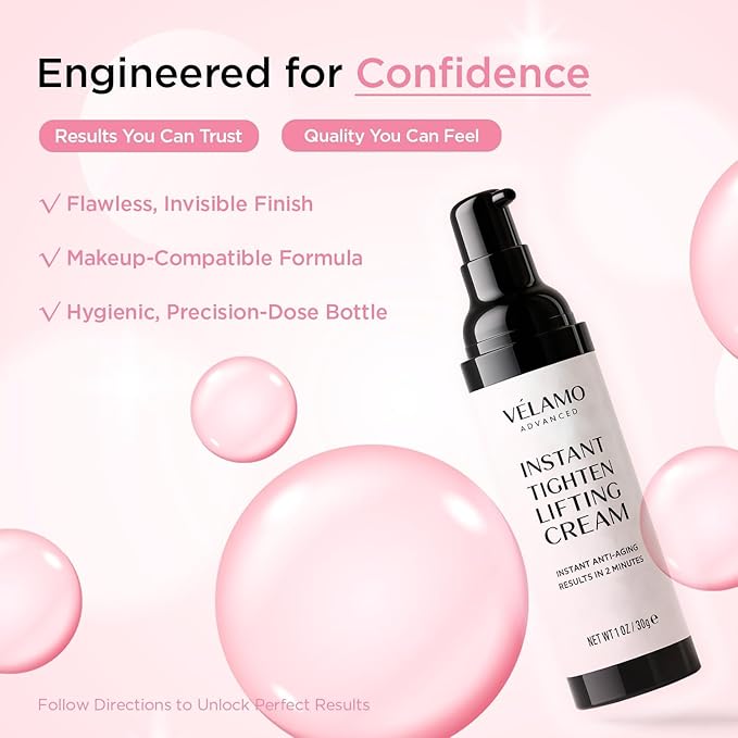 VELAMO ADVANCED Instant Eye & Face Lift Cream: Rapid Under Eye Bags Wrinkles Smile Lines Forehead Lines Remover - Temporary Firming & Tightening Treatment in 2 Minutes 1 OZ/30g