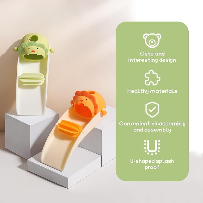 2pcs Faucet Extender for Toddlers,Sink Extender with Fun Little waterwheel, Rubber Adapter for Different Sizes of faucets, Dual Interface Splash-Proof Design,(Vertical/Horizontal Faucet Universal)