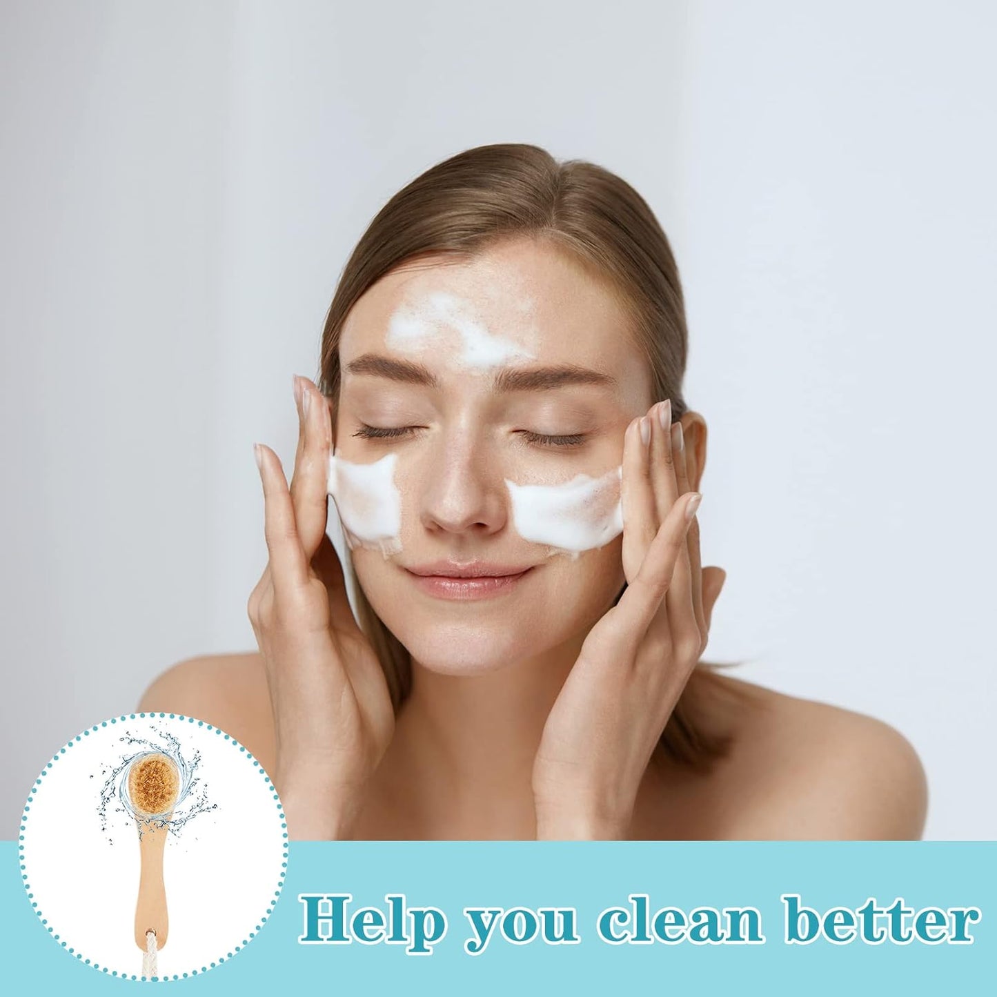 Nuanchu 6 Pcs Wooden Face Cleaning Brush Facial Exfoliator Brush Dry Scrubber Natural Bristles for Face Care Scrubber Exfoliator Wood Handle Facial Cleanser Tool to Unclog Pore