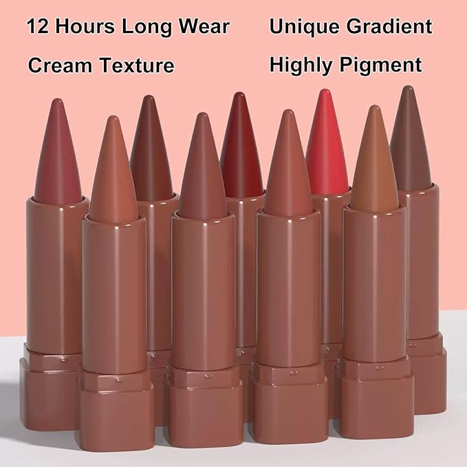 2-in-1 Gradient Red Lip Liner & Lipstick, Waterproof Long Lasting Matte Lip Liner Pencil, Makeup Smudge proof lip liner with Cone Tip (06#-Carmine)