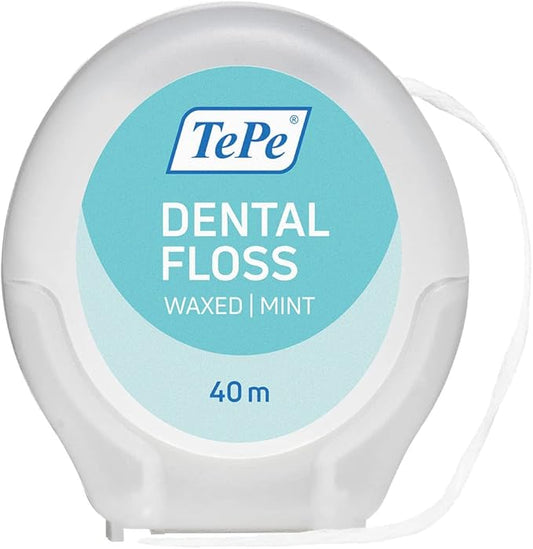 TePe Dental Floss, Waxed Mint-Flavored PFAS-Free Tooth Floss, 40 Meters