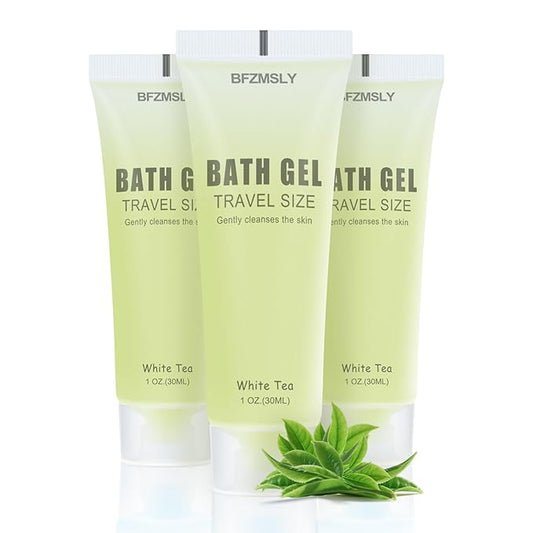 100 Pack Bulk Travel Size Body Wash, 1oz Tubes, White Tea Scent, Mini Shower Gel for Hotel Guests, TSA Approved Toiletries, Individually Sealed for Airbnb, Vacation Rentals