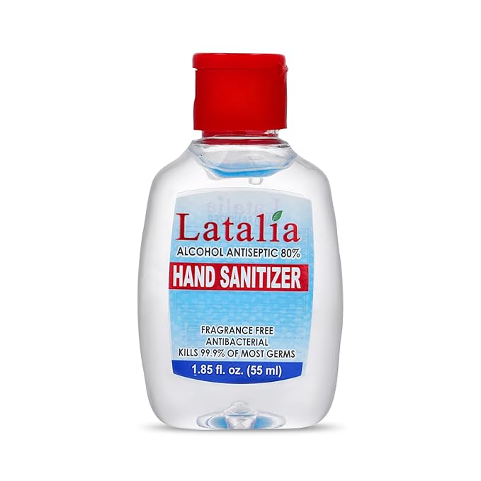 Latalia Mini Hand Sanitizer Travel Size | 1.85 fl oz with 80% Alcohol Small Hand Sanitizer Bulk For Non-Sticky, Unscented, Gentle & Fresh Hands Anytime
