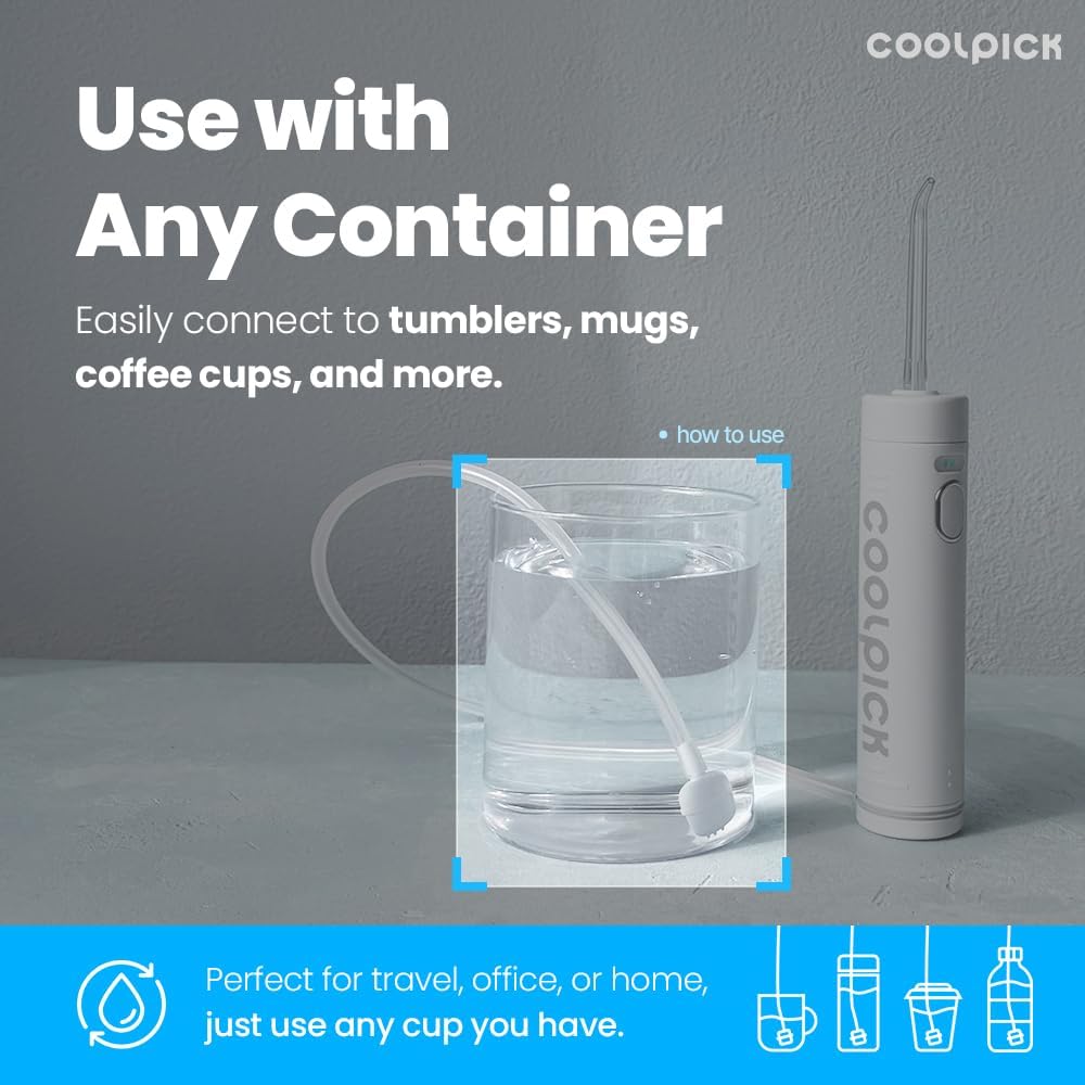 Mini Water Flosser Travel Size – Portable Cordless Oral Irrigator, 3 Modes, IPX7 Waterproof, Teeth Cleaner for Braces and Gum Care, Compact Dental Device for Home & Travel, USB Rechargeable