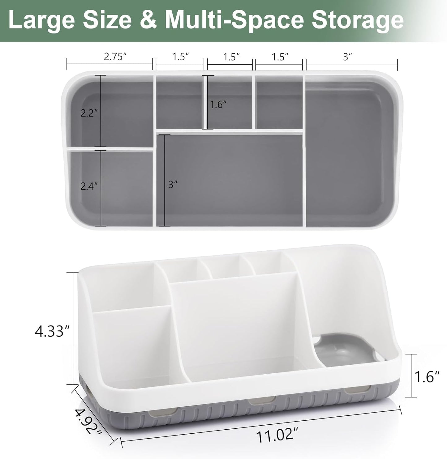 Toothbrush Holders for Bathrooms Countertop Organizer - Kids Electric Toothbrush and Toothpaste Holder Detachable 7 Slots Tooth Brush Organization Bathroom Accessories Storage Vanity, White